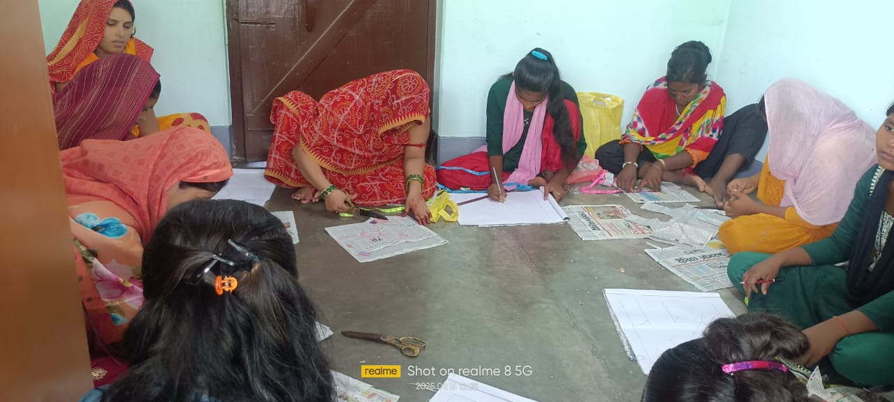 Students in sewing class
